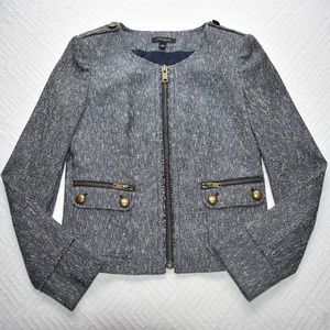 Ann Taylor Military Jacket Size 4 Blue Tweed